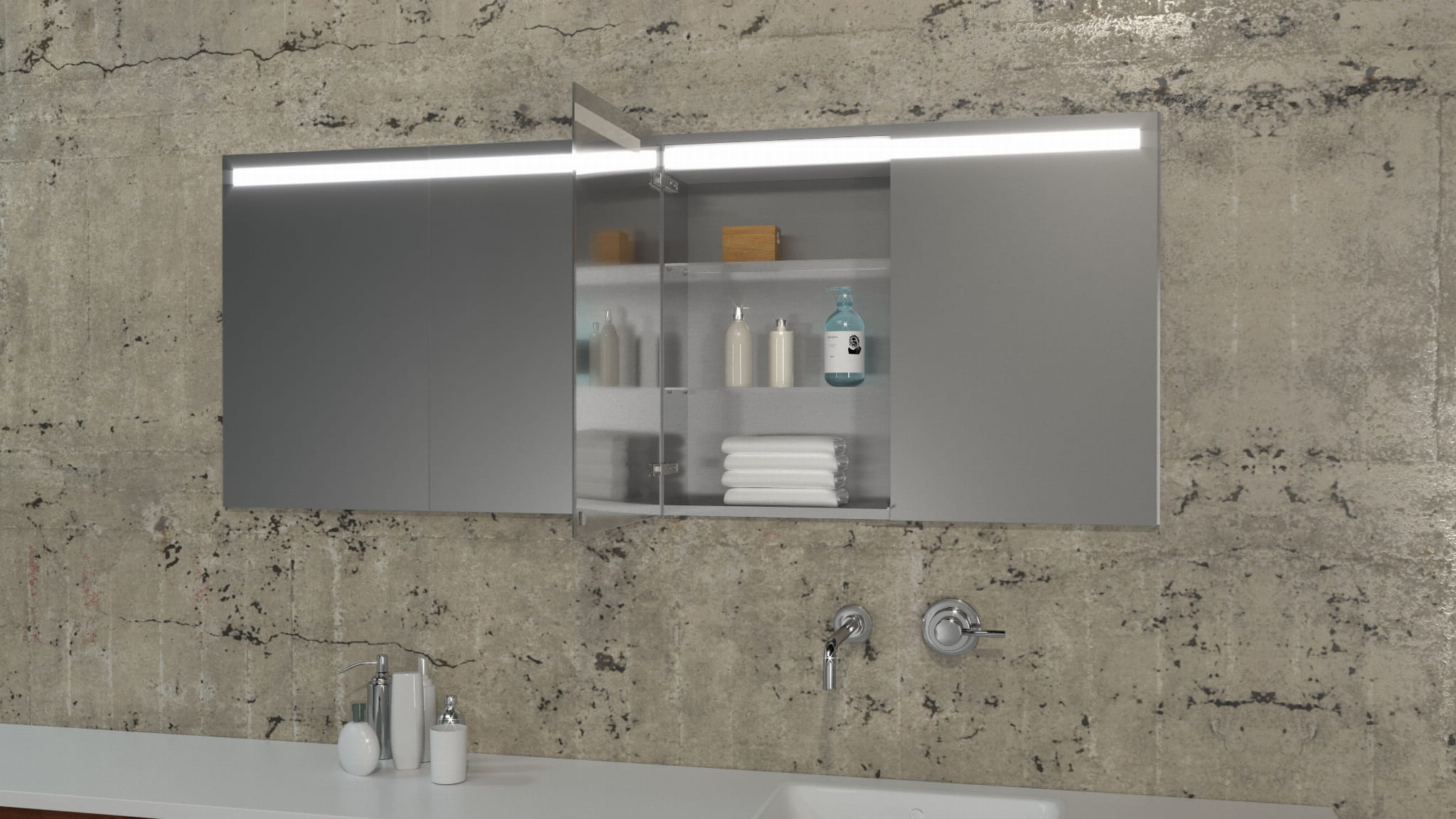 Exclusive - Inbouw spiegelkast voor in de muur led verlichting 60 cm - Badkamermeubel outlet