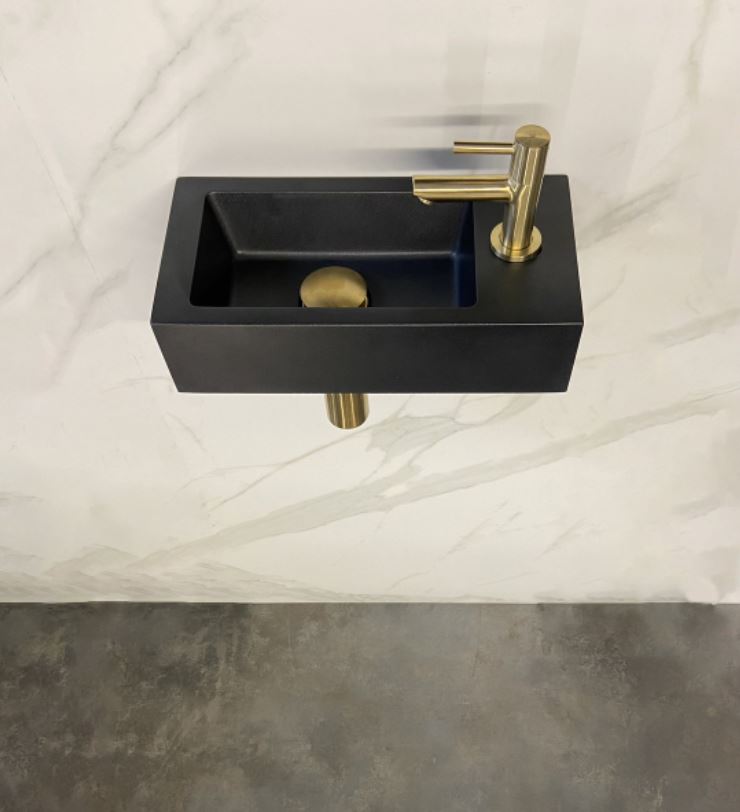 architect wereld Geven Wiesbaden - one pack - Mini-Rhea - Wc fontein - Rechts - quartz - Goud -  Badkamermeubel outlet