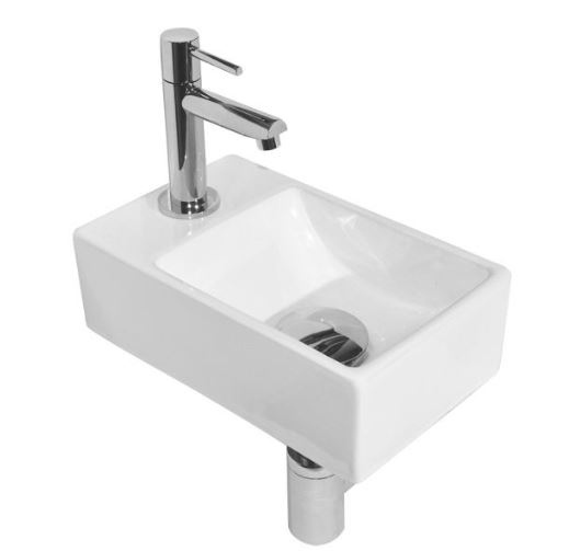 Best Design - toilet fontein chroom - kraangat links - 29x18 cm - incl. kraan, open dicht en sifon - Wonder Badkamermeubel outlet