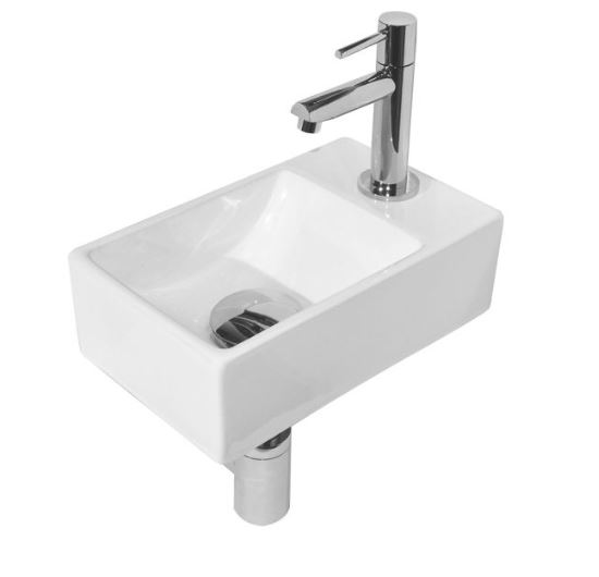 Best Design - toilet fontein chroom - kraangat rechts - 29x18 cm incl. kraan, plug dicht - Wonder - outlet